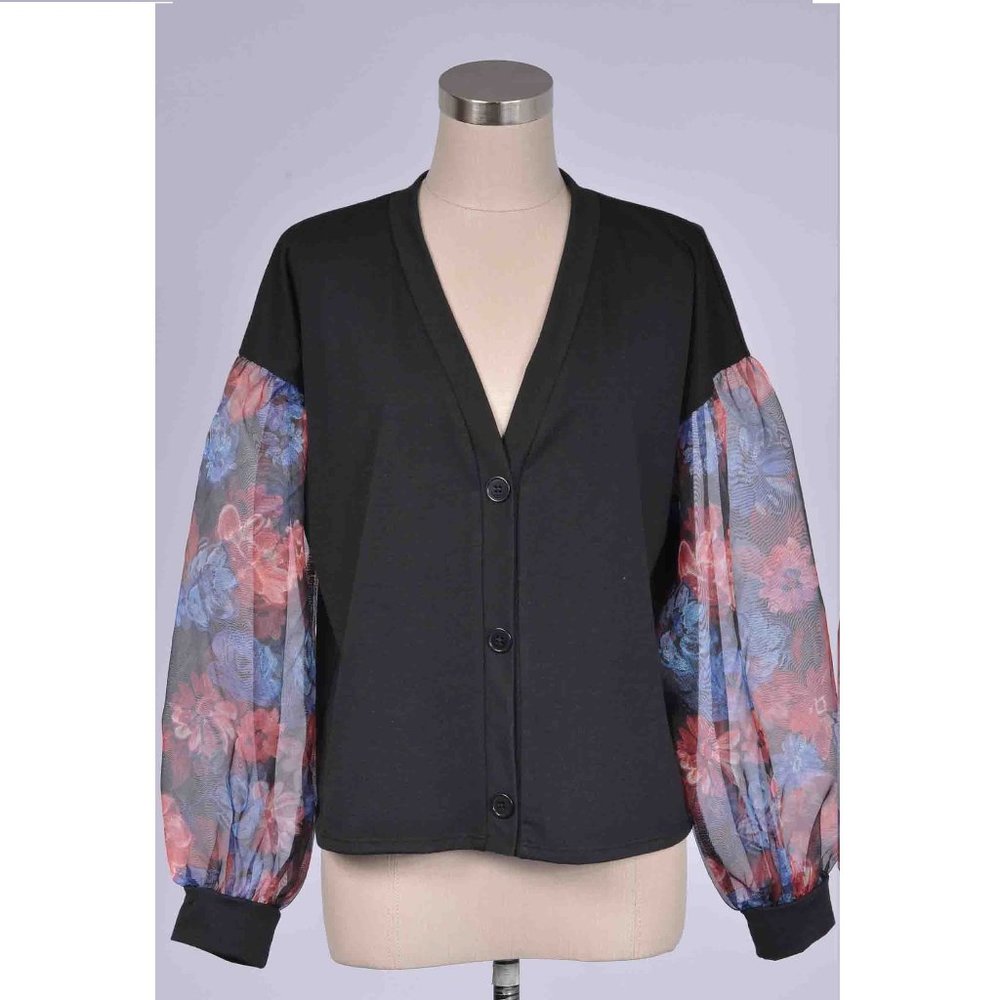 ORGANZA SLEEVE CARDIGAN